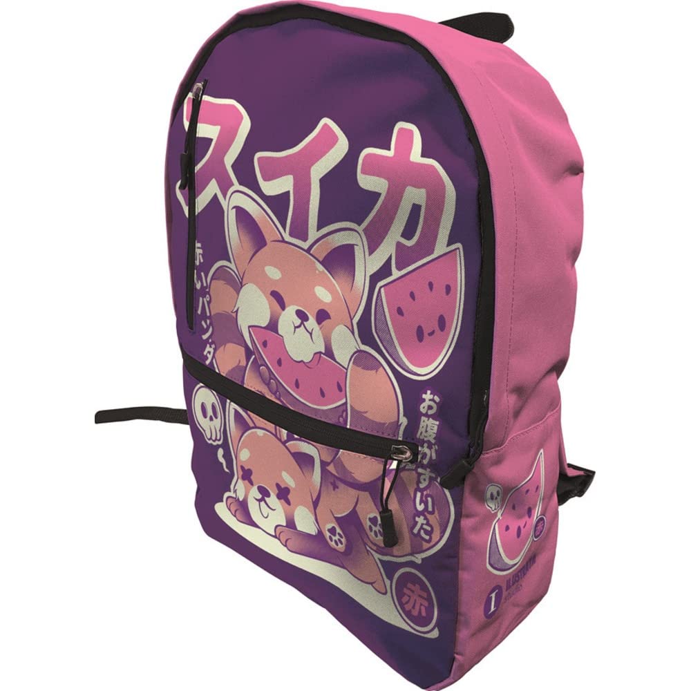 Ilustrata Backpack with Watermelon Design and 2 Zipped Front Pockets, Height 40cm x Width 30cm x Depth 12cm - Official Merchandise