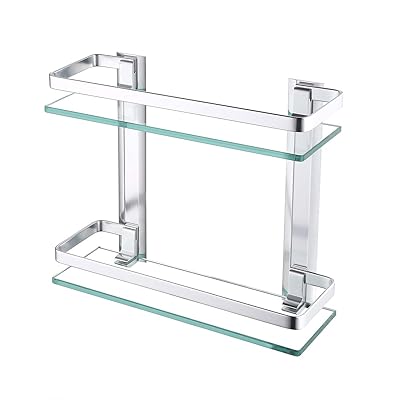 KES Aluminum 2-Tier Glass Bathroom Shelf
