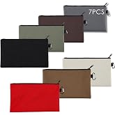 RAIHOMKIT 7 Pack Canvas Tool Bag, 12.4"x7.3" Premium Tool Pouch Zipper Bag | Multipurpose Storage Organizer Utility Pouch with Carabiner, Heavy duty Tool Pouch for Workshop Gadget Tools, Assorted Colors