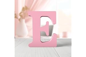 Zaruatu 6 Inch Pink Wooden Letters Unfinished Wood Letters for Crafts Blank DIY Crafts for Adults Pink Decor for Wall Nursery Bedroom Wedding Decoration (E)