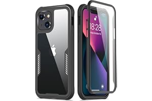 FUNMIKO iPhone 13 Case with Screen Protector,Mili-Grade Heavy Duty Protection Pass 21ft. Drop Tested Durable Slim-fit Clear Plastic Cover Protective Phone Case for Apple iPhone 13 6.1" Black