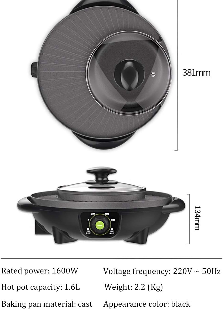 review Electric baking pan Korean Barbecue Hot Pot Double Pot, Integrated Cooking Pot, Smoke-Free at Home Electric Hot Pot Electric Barbecue