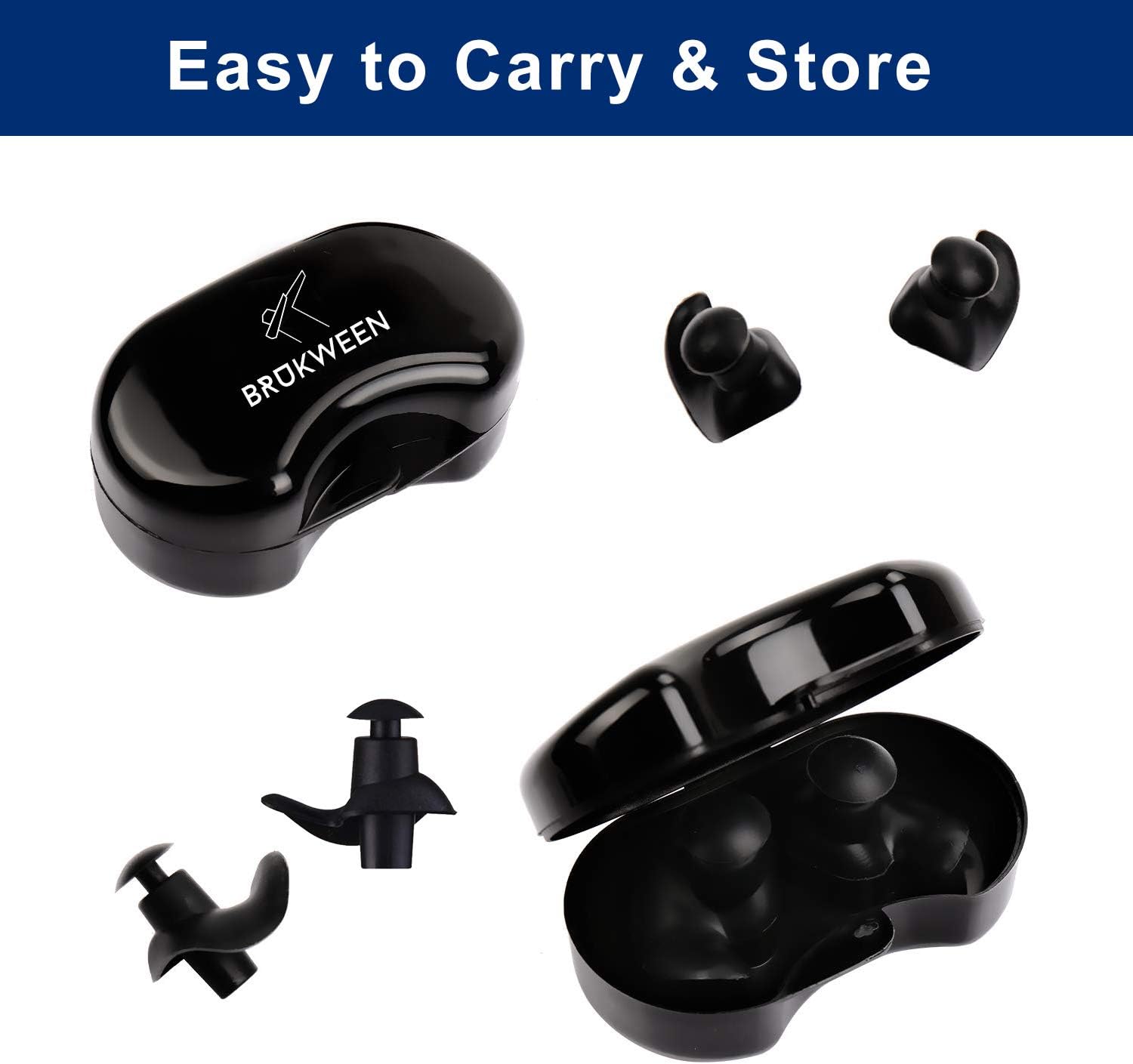 Brukween Swimming Earplugs Waterproof Professional Comfort Fit Ergonomics Non-Skid Surf Diving Bath Silicone Gel Ear Protection for Adults and Children : Sports & Outdoors