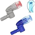 Hydration Bite Valve Replacement Mouthpiece for Hydration Bladder Hydration Pack Bite Valve Silicone Nozzle of Most Brands, 360-Degree Manual Switch Valve (Red+Blue)