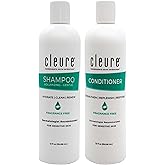 Cleure Shampoo and Conditioner Set Sulfate Free, Fragrance Free for Sensitive Skin - Volumizing Shampoo & Hydrating Conditioner (12 Oz each, Pack of 2)