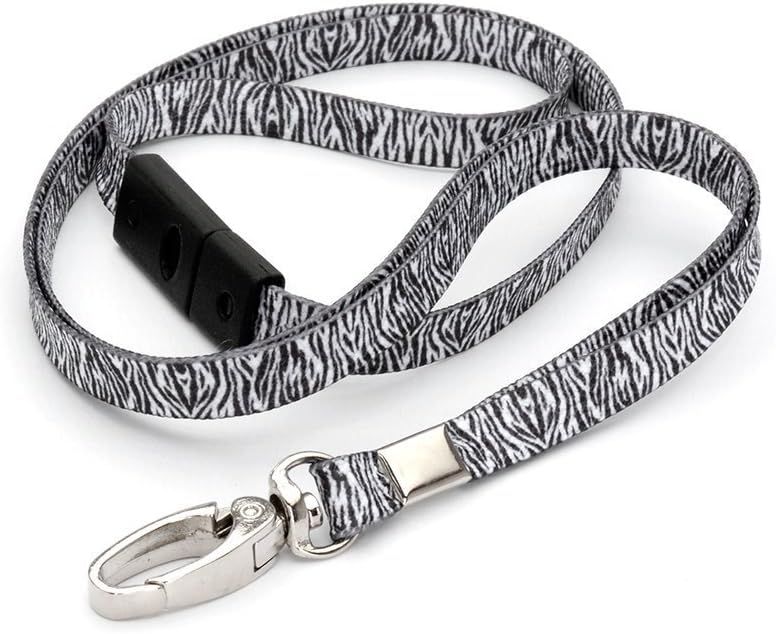 CKB LTD® 10x Breakaway ZEBRA Print Pattern Premium Safety Lanyard Neck Strap Swivel Metal Clip For ID Card Holder Funky Novelty Cool Lanyards Black and White
