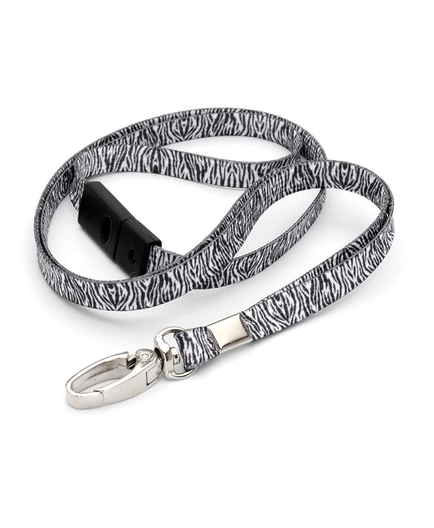 CKB LTD® 10x Breakaway ZEBRA Print Pattern Premium Safety Lanyard Neck Strap Swivel Metal Clip For ID Card Holder Funky Novelty Cool Lanyards Black and White - Pull Quick Release Design