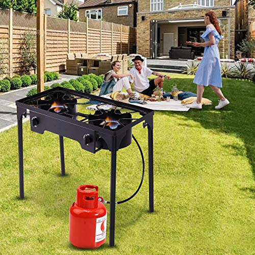 Sandinrayli Double Burner Outdoor Stand Stove Cooker Outdoor Camp Stove