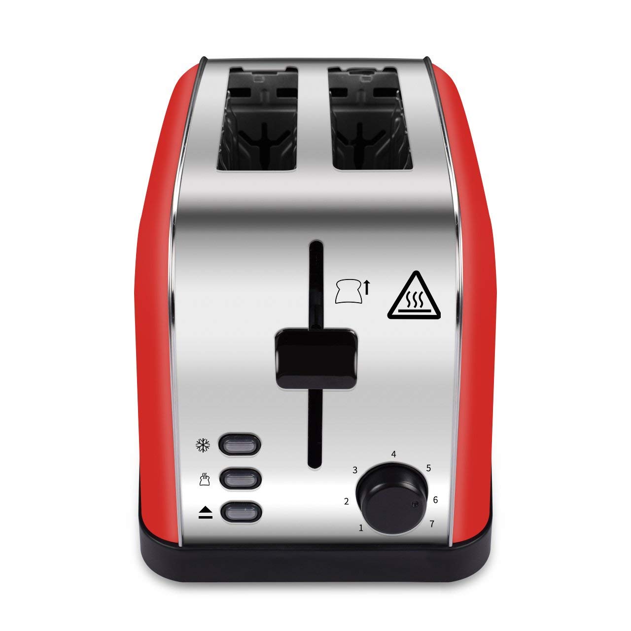 LATITOP Automatik-Toaster,Rot 2-Scheiben Toaster mit Breiter Steckplatz, herausnehmbarem Krümelschublade, Hoher Hubhebel für kleine und große Brotscheiben Bagels