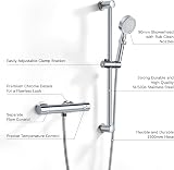 kisimixer Thermostatic Shower Mixer with Adjustable Riser Kit Chrome view 3