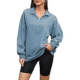 Aomice Women's Half Zip Denim Sweatshirts Fashion Long Sleeve Shirt Jean Pullover Hoodies