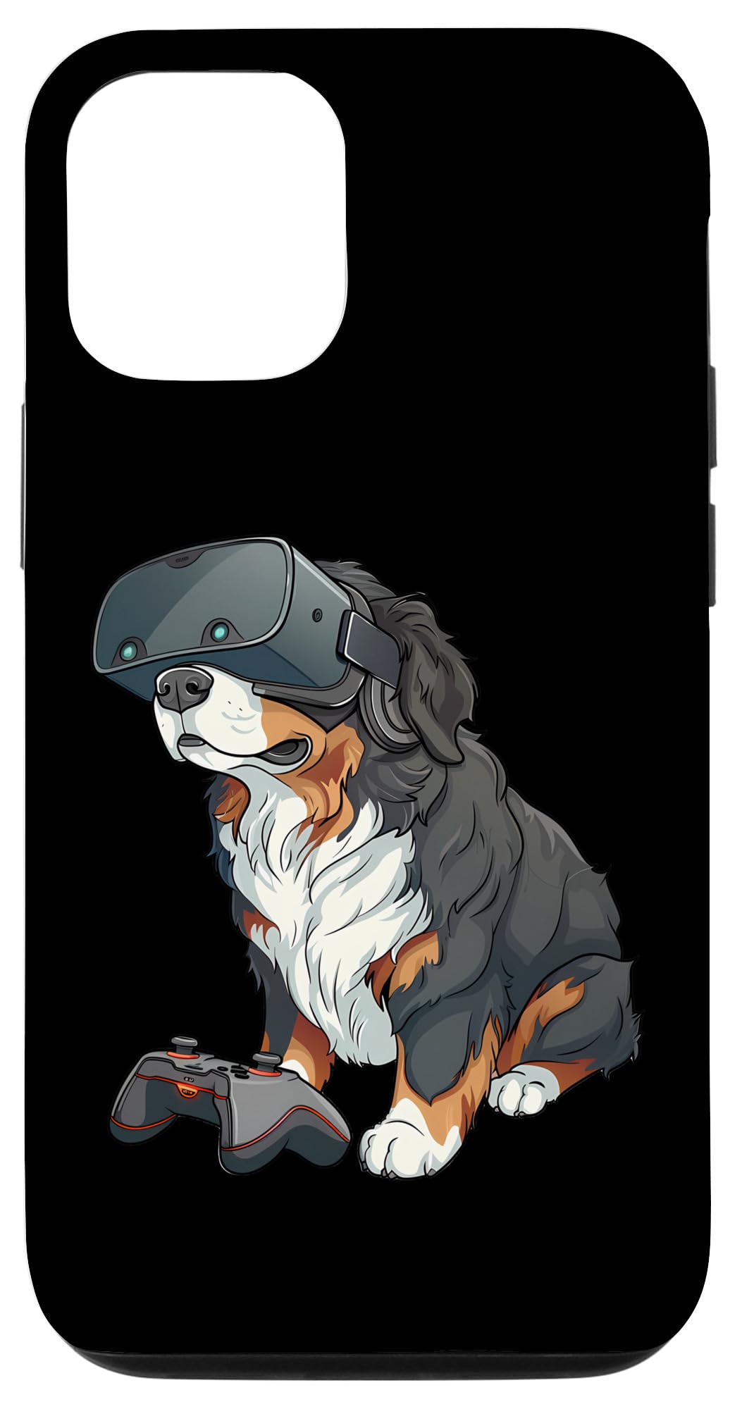 iPhone 13 Gaming Animals- Bernese Mountain Dog Playing Video Games Case