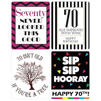 Chic 70th Birthday Wine Label Pack - Birthday Party Supplies, Ideas and Decorations - Funny Birthday Gifts for Women