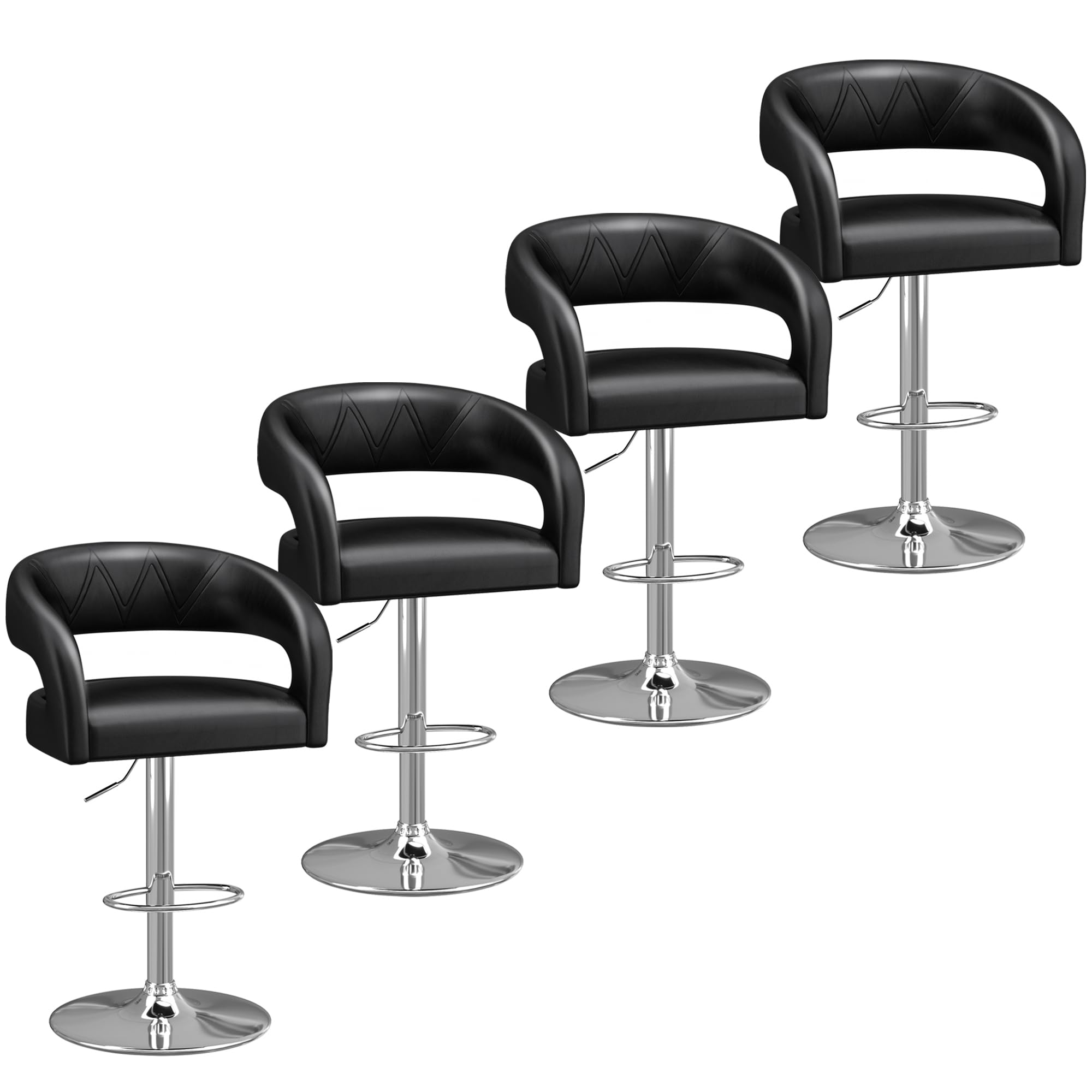VECELO Bar Stools Set of 4 Adjustable Swivel Modern
