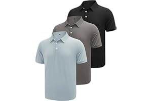 KUYIGO 3 Pack Mens Polo Shirts Short Sleeve Moisture Wicking Quick Dry Performance Summer Casual Athletic Golf Shirt