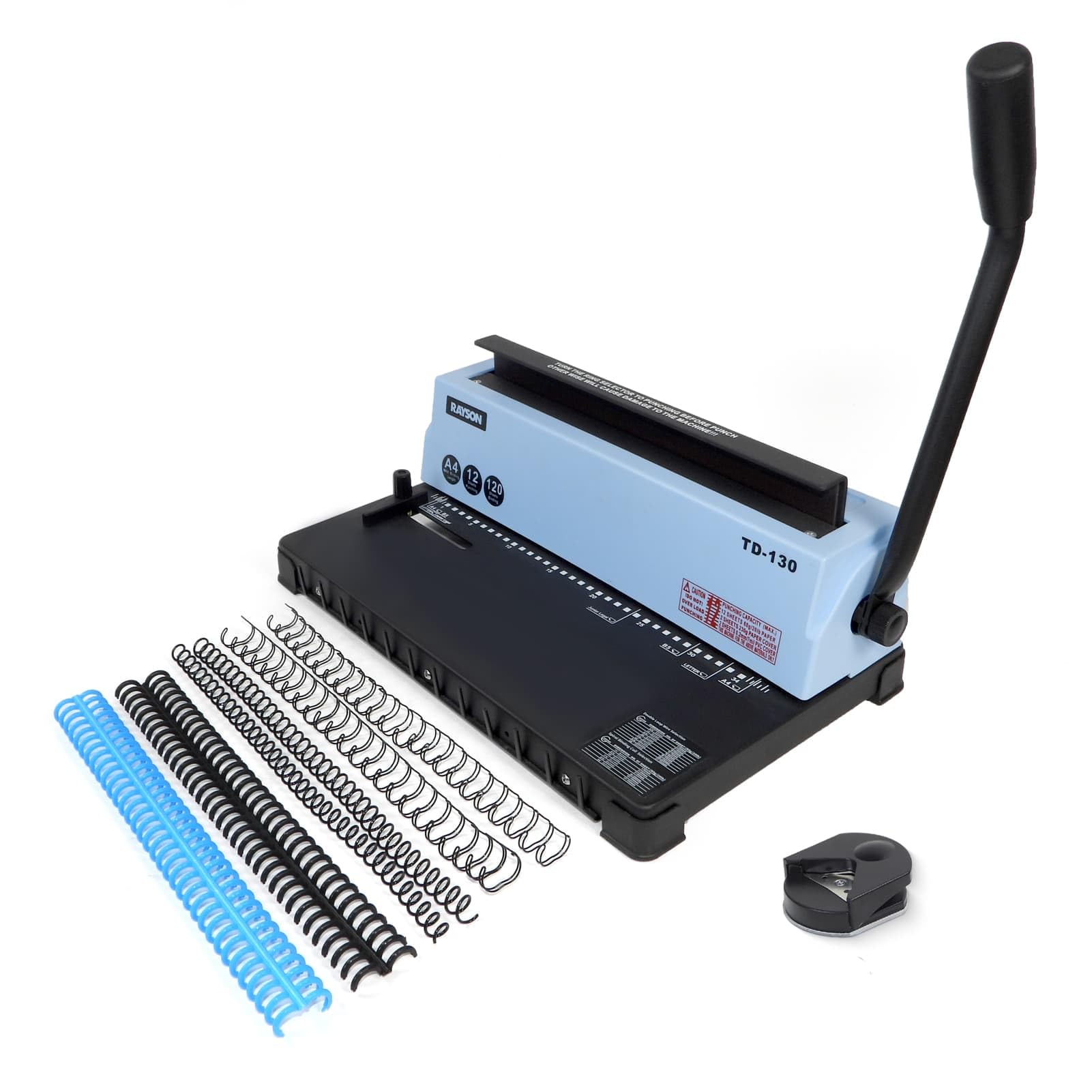 RAYSON Wire Binding Machine, 34-Hole, 120-Sheet Capacity, Metal Durability, A4, with Starter Kit, TD-130