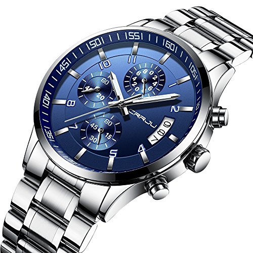 Men's Fashion Casual Quartz Watch Business Watches Men Stainless Steel Chronograph Wristwatch CJ-2214BU