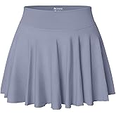 OQQ Women Mini Skirts 2 in 1 Flowy Basic Versatile Stretchy Flared Casual A-line Skirt with Pockets