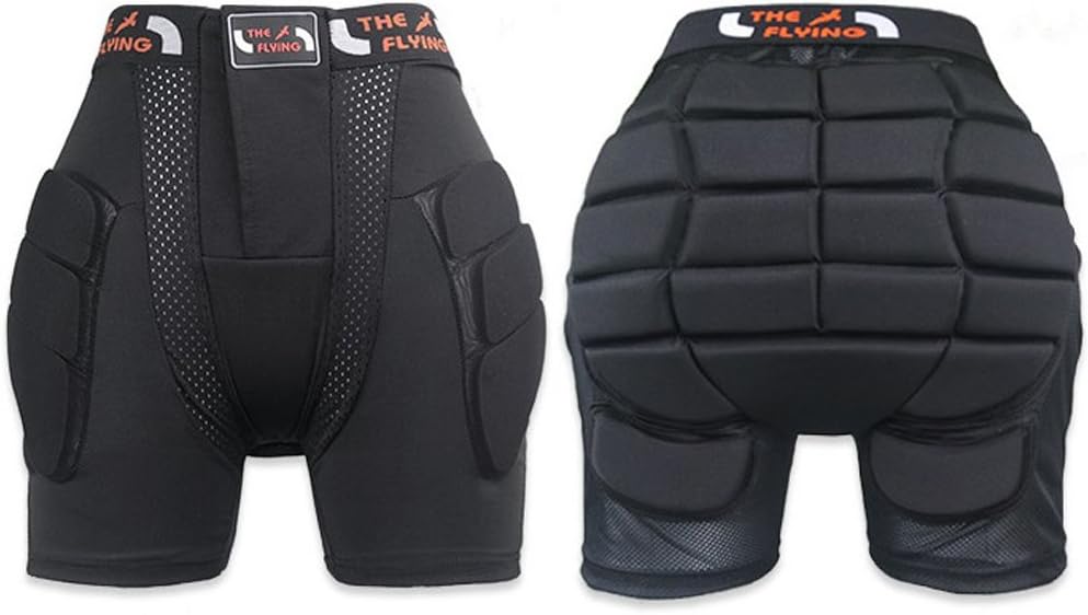 Flying Protective Hip Pad Padded Shorts Ski Skate Snowboard Skating Bike Protection Tailbone Compression Shorts Pants (Large)