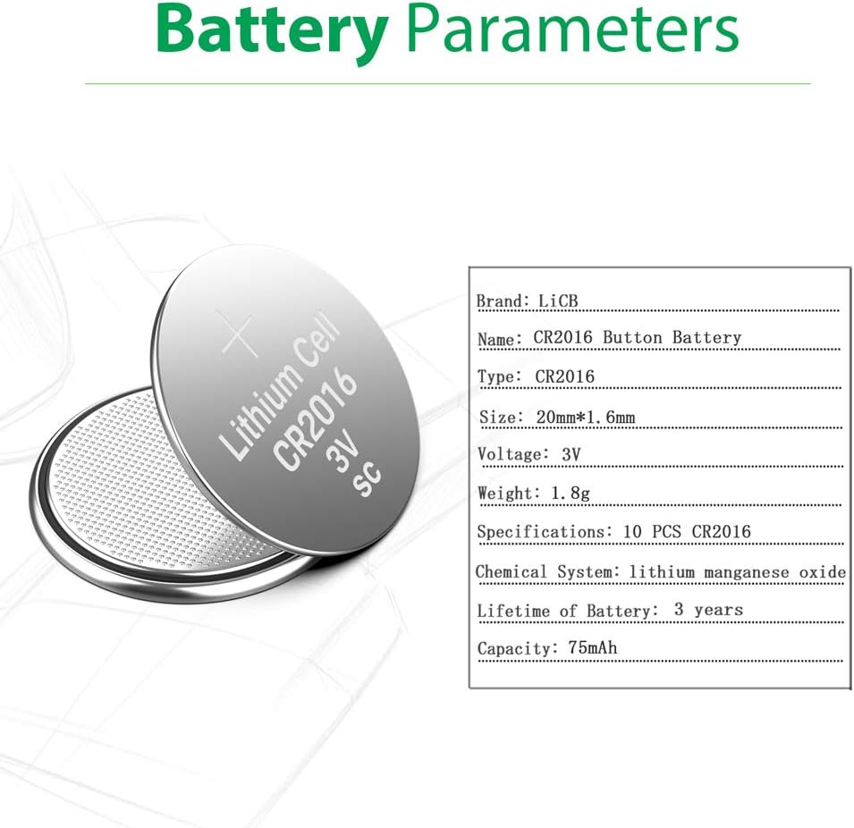 LiCB 10 PCS CR2016 3V Lithium Battery, 5 Count (Pack of 2) - Image 3