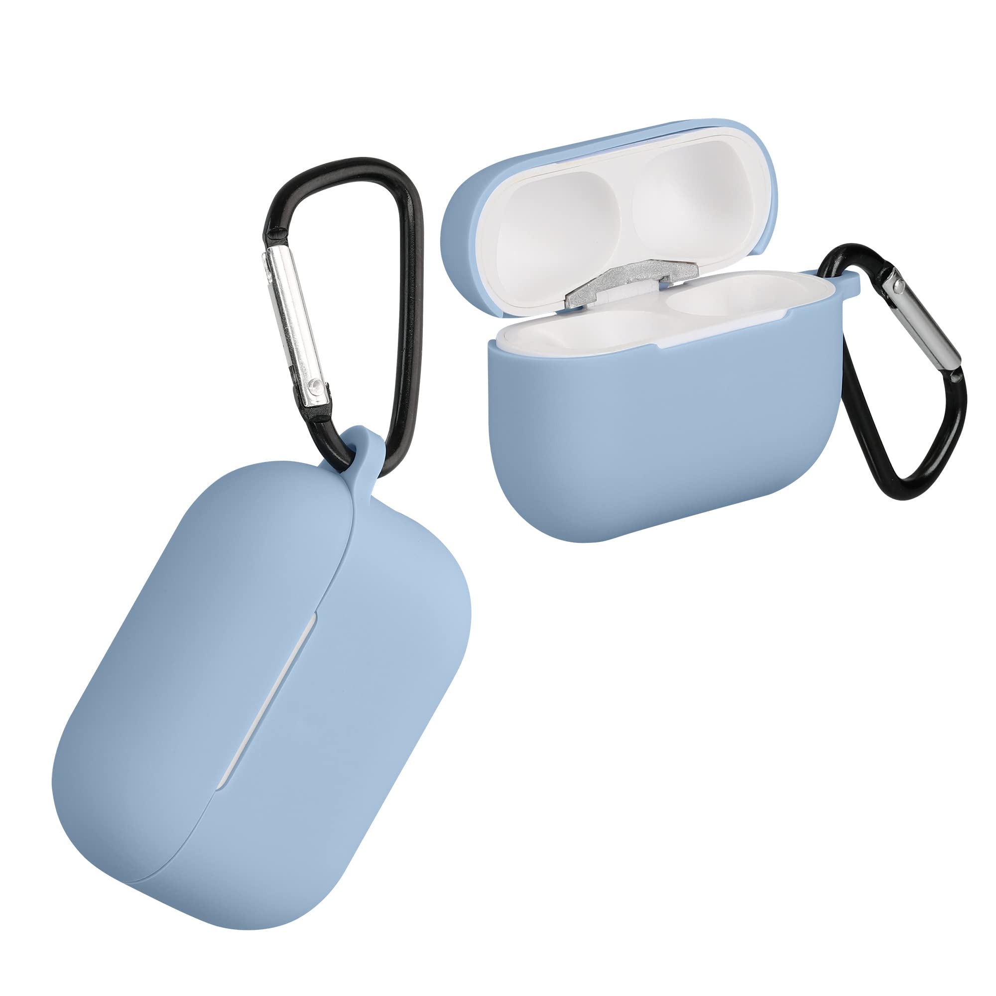 kwmobile Case Compatible with Apple Airpods Pro 2 Case - Silicone Cover Holder for Earbuds - Light Blue