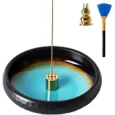 6 Inch Japanese Incense Holder Stick,Ceramic Handmade Crack Blue Glaze | Incense Burner Bowl,9-Hole Design for Sticks,Cones,Coils Sage,Palo Santo - Perfect for Meditation,Yoga & Zen Home Décor
