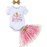 LYQTloml Newborn Baby Girls Baby Girls My 1st Birthday Outfits Romper + Tutu Skirt + Headband Set