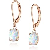 Leverback Dangle Earrings for Women,Created Opal/Amethyst/Topaz Gemstone Drop Earings Hypoallergenic Gifts