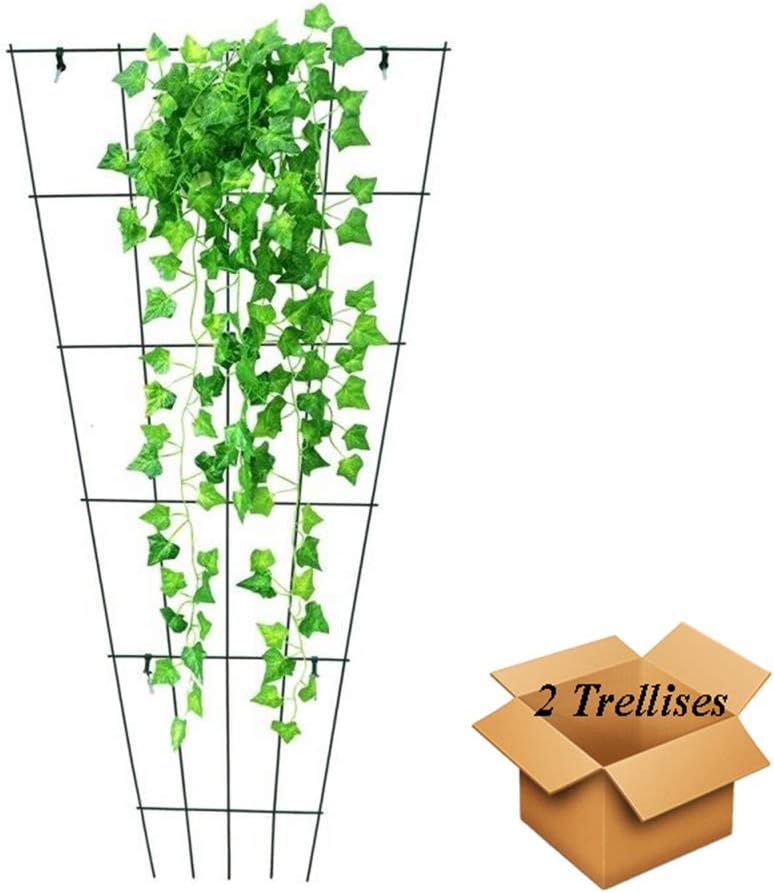 Green PVC Pot Trellis 57''x31.5 Metal Plant Stakes for Climbing Plants Pack of 2