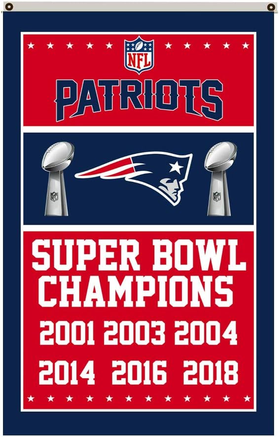 2love New England Patriots 6 Time Super Bowl Champions Flag Banner 3x5 Feet Man Cave Amazon Ca Patio Lawn Garden
