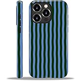 ilikediy for iPhone 14 Pro Case,HL2 Green and Blue Stripe Hybrid 2 Layer Hard Shell Silicone Protective Pattern Design Case