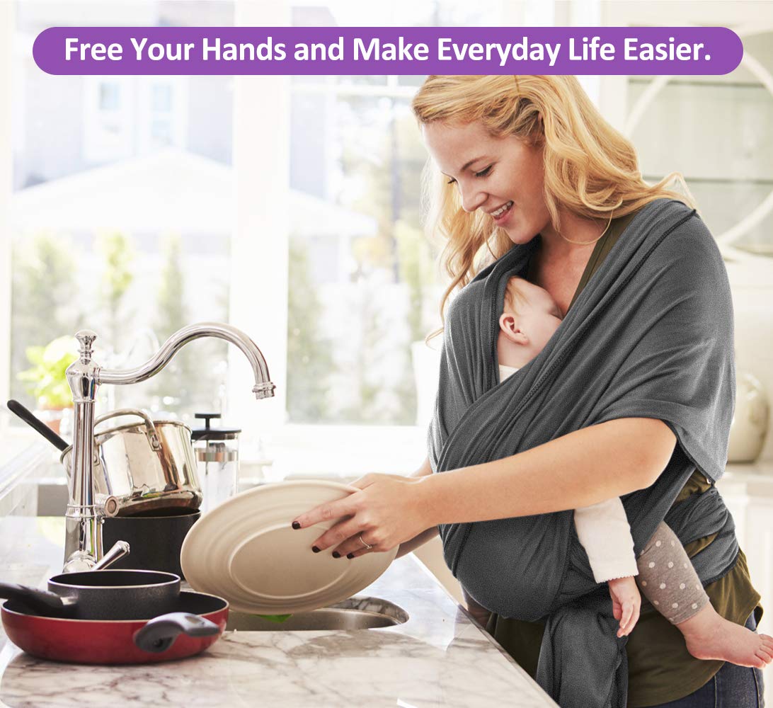 Gris Fonce Echarpe De Portage Bebe Coton Elastique Porte Bebe Confort Baby Wrap Carrier Echarpe Pour Bebe Et Nouveau Nes Jusqua 15 Kg Echarpes De Portage Bebe Puericulture