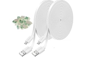 JJMASEE 2Pack 10FT Power Extension Cable for Wyze Cam V3/V4/OG/V3 Pro, Blink Mini/Mini Pan,Kasa,Arlo Essential,Eufy,SimpliSafe (Not for Wyze Pan v3), Micro USB Charging Cord for Security Camera(White)