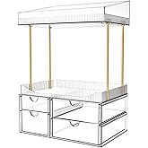SNSLXH 4 Drawers Makeup Organizer - 4 Tier Makeup Storage, Cosmetics Organiser, Ideal for Cosmetic, with Drawers for Countertop, Bathroom, Office Supplies, Dresser Transparent Clear