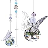 WEISIPU Crystals Ball Prisms Suncatcher - Hanging Ornament Crystals Butterfly Su