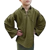 Eymitory Boys Medieval Pirate Shirt Kids Viking Renaissance Ruffle Shirt Halloween Scottish Jacobite Ghillie Costume Tops