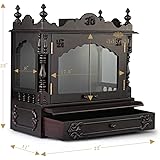 Aakaar Idols & Temples, Wall Hanging, Handcrafted Wooden Temple/Mandap/Pooja Mandir/Home Temple with Doors - 21" VC Without Dome for Home & Office