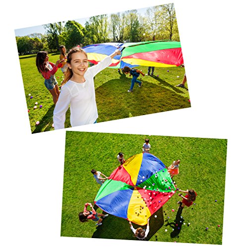 image for Oumers Kids Parachute, Play Parachute with 16 Handles (10 feet) for 6-