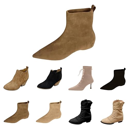 winter boots for women uk Ankle Boots for Women UK Flat Velvet Lined Single Toe Fashion Booties Non Slip Short Boot Fashionable And Versatile Pull On Slim Booties chelsea ankle wellies