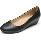 DREAM PAIRS Women's Wedge Heel Dress Pumps | 1.75 Low Heel, Round Closed Toe Wedges, Comfortable Padded Latex Insole, Durable TPR Outsole, Versatile Dress Shoes