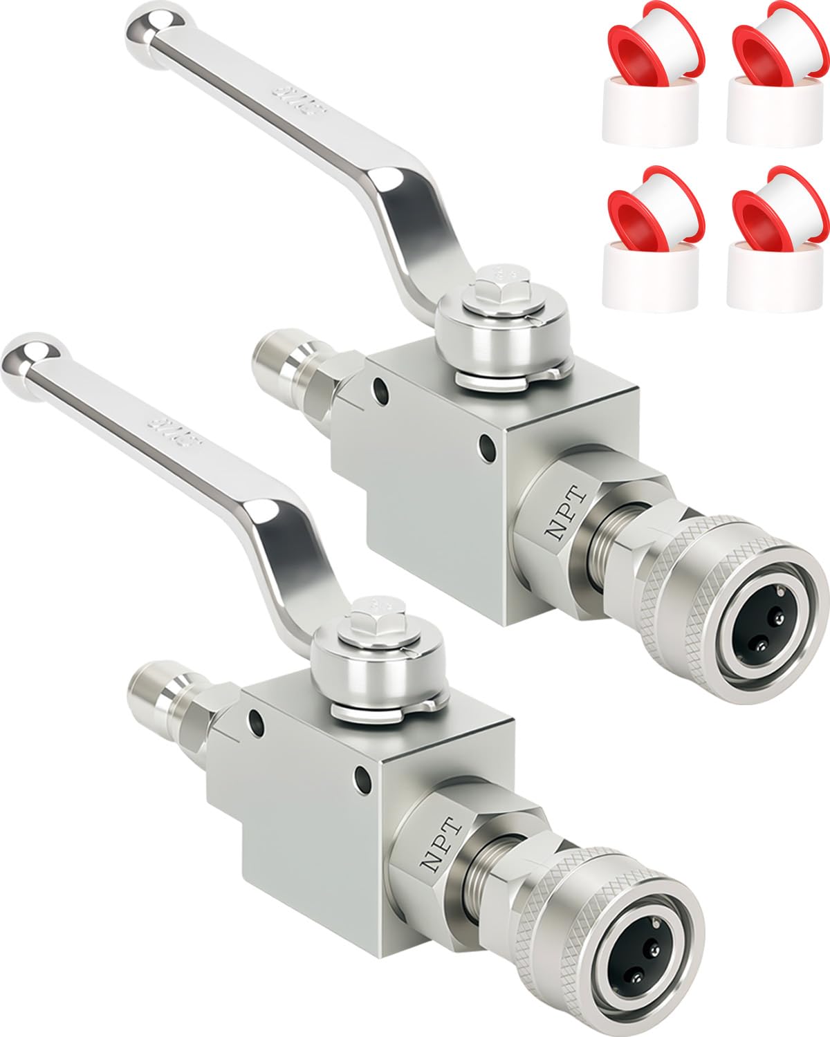 Photo 1 of 2-Pack Heavy Duty Pressure Washer Ball Valve Kit - Pressure Ball Valve & Washer Ball Valve with 3/8" Quick Disconnect, 4500PSI Stainless Steel High Pressure Valve for Pressure Washer Machines
