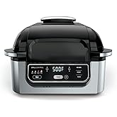 Foodii Indoor Grill & Air Fryer: Smokeless 4-in-1 Appliance for Grilling, Roasting, Baking, Air Frying- Dishwasher Safe Parts
