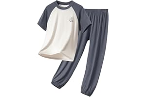 𝐏a𝐣ama Set for Teens Boys Girls Soft Modal 𝐒lee𝐩wear 𝐏𝐣s Soft Comfy 2pcs Set Short Sleeve Shirts & Pants 𝐋oun𝐠ewear