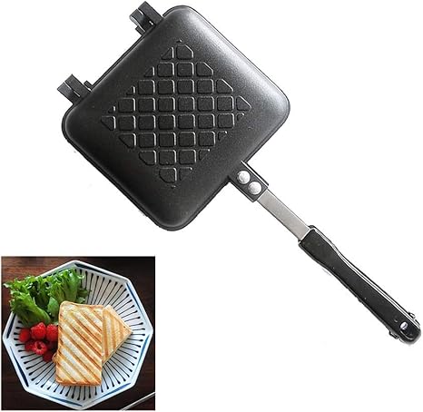 Amazon ホットサンド ワッフルメーカー サンドイッチトースター キャンプフライパン焼き網 縞アルミ合金両面熱 熱砂機 直火式ホットサンド ワッフルメーカー オンライン通販