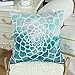 CaliTime Pack of 2 Cozy Fleece Throw Pillow Cases Covers for Couch Bed Sofa Manual Hand Painted Print Colorful Dahlia Compass 18 X 18 Inches Teal