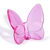ACOSIY Small Crystal Butterfly, Crystal Cut Butterfly Figurine, 3D Flying Butterflies Decorations for Home Table, Tiny Glass Butterflies Collectible for Women (Pink)