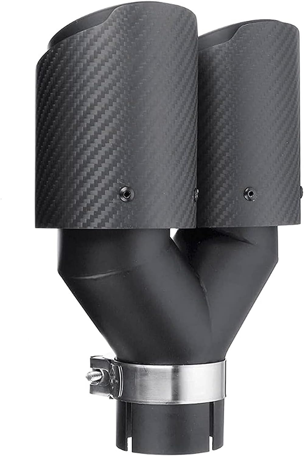 Vechkom 2.5 "Inlet To 3.5" Outlet Exhaust Tip 7.48'' Overall Width Black Dual Y Carbon Fiber Car Rear Tip 9 8 Length Universal Vehicles 2 5 O D Matt Black