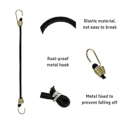 AUXBC 20PCS 8Inch Mini Black Bungee Cords with