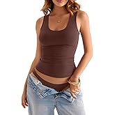 EasyGala Womens Double Lined Scoop Neck Tank Tops Basic Slim Fit Sleeveless Shirts Y2K Summer Going Out Outfits