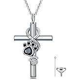 Flpruy Cross Urn Necklace for Ashes 925 Sterling Silver Cremation Jewelry with Funnel Filler Kit Ashes Necklace for Human Women Girl Pets
